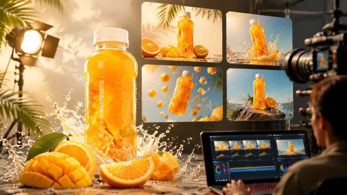 AI Fruit Drink Promo Video Workflow: From Four Shots to Finished Ad