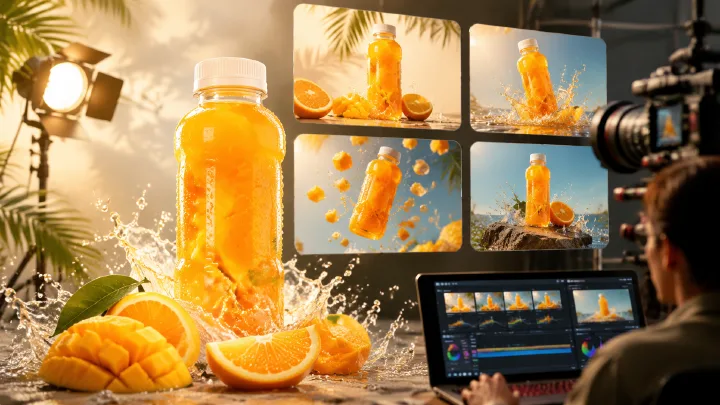 AI Fruit Drink Promo Video Workflow: From Four Shots to Finished Ad cover image