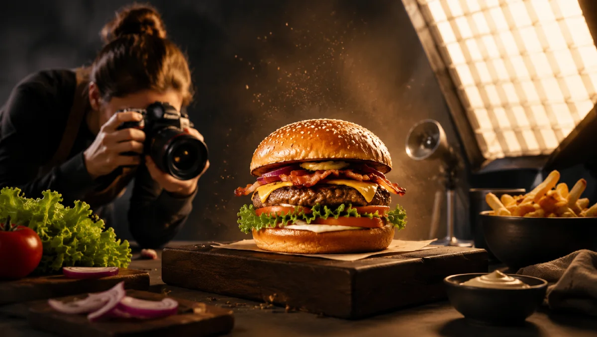 AI Burger Ad Visual Workflow from Real Food Photos