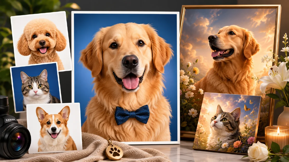 AI Pet Portrait Prompts for Clean ID Photos and Memorial Posters